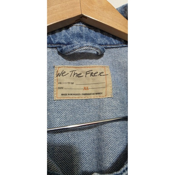 NWT Free People Suzy Denim Jacket We The Free Snap Pocket Oversize Sunny SideXL - Picture 6 of 12